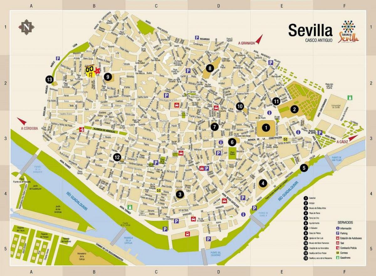 kaart plaza de armas Sevilla 