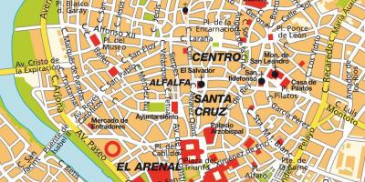 Kaart Sevilla hispaania kesklinn