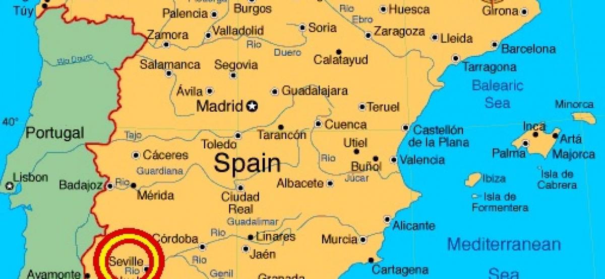 kaart hispaania näitab Sevilla