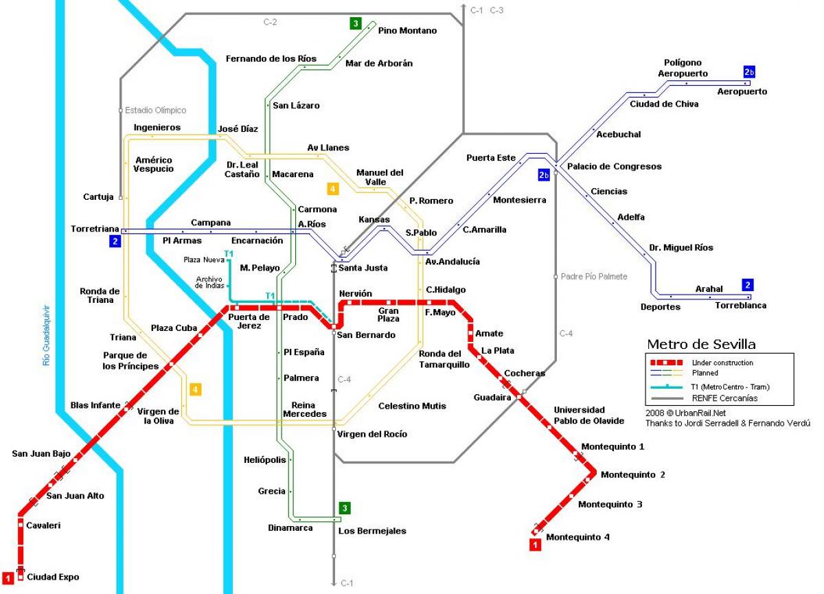 kaart Sevilla metro