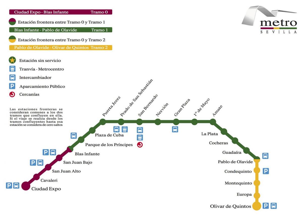 metro Sevilla kaart
