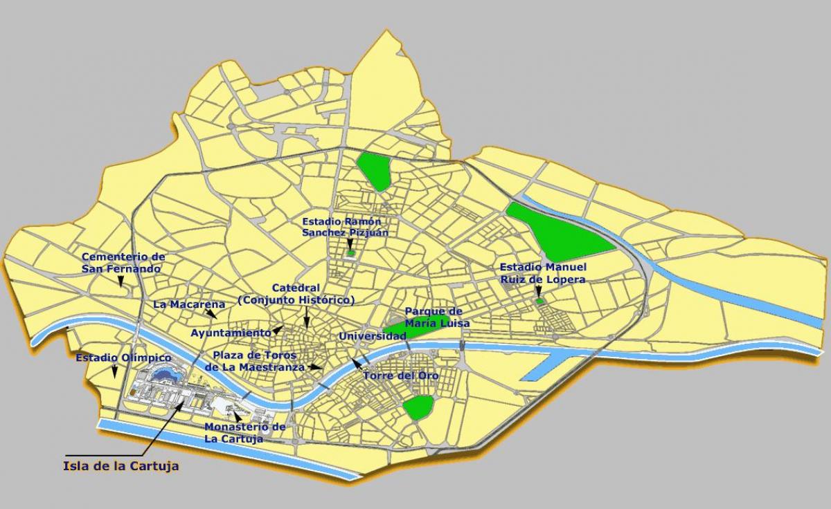 Sevilla hispaania vaatamisväärsused kaart