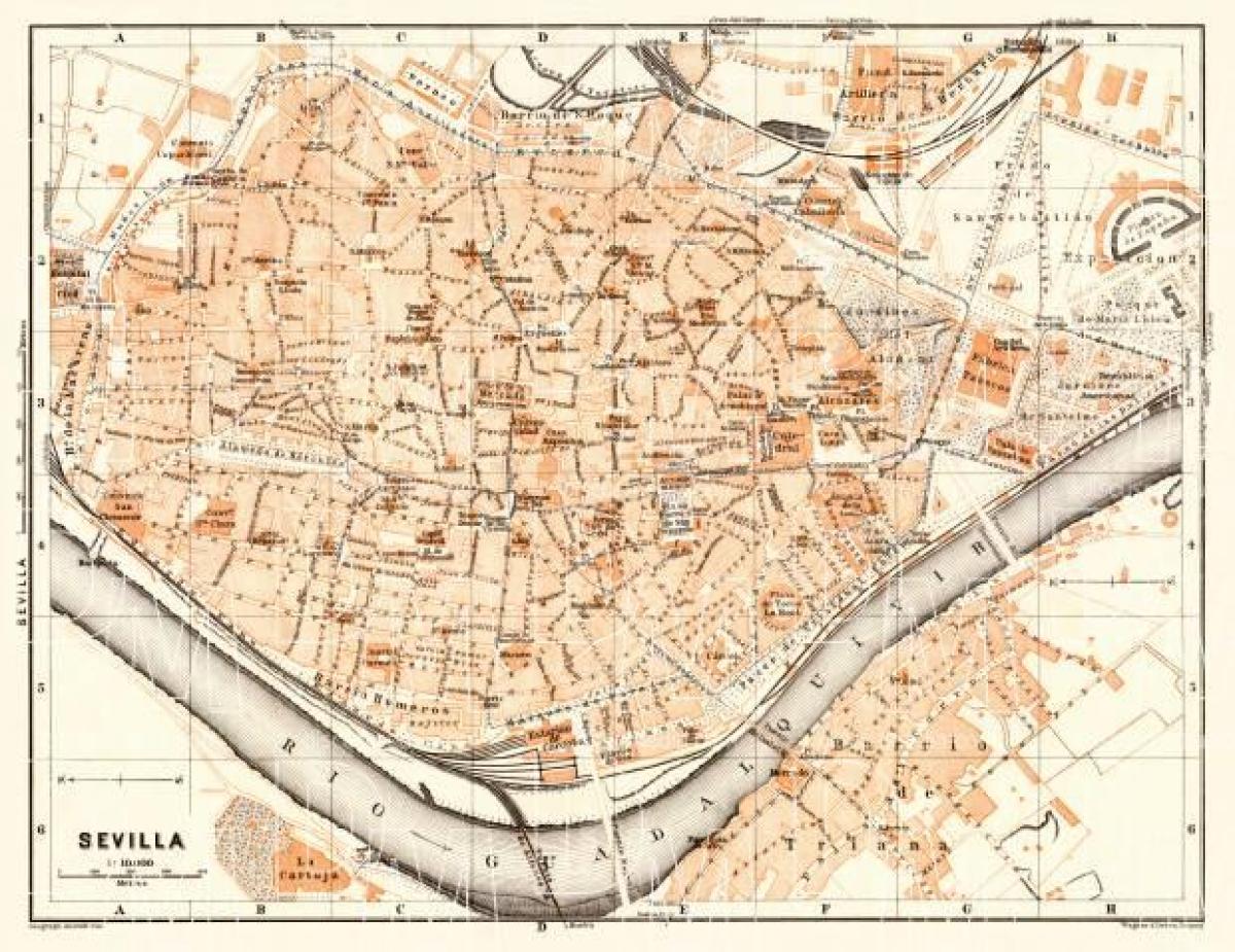 kaart vanalinn, Sevilla, hispaania